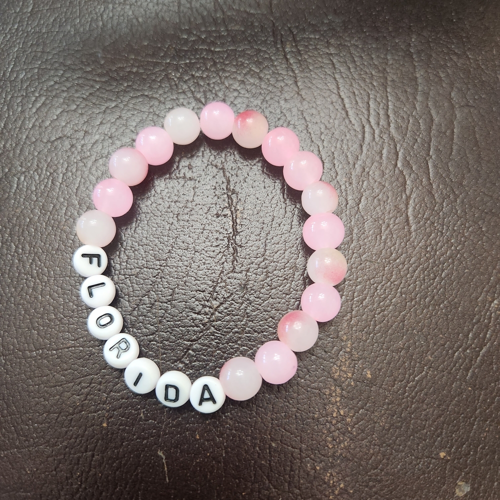 Pink and White Beaded Stretch Bracelets